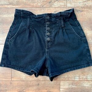 American Eagle High Rise Black Exposed Button Fly Shorts Size 2